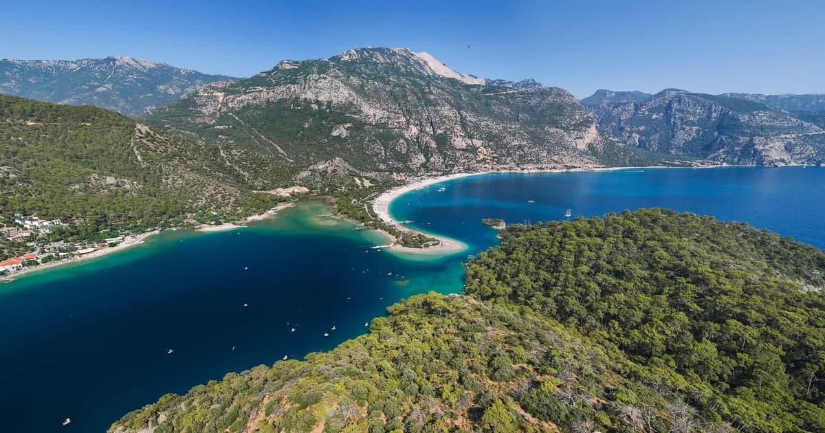 Ölüdeniz Blue Lagoon and surrounding mountains