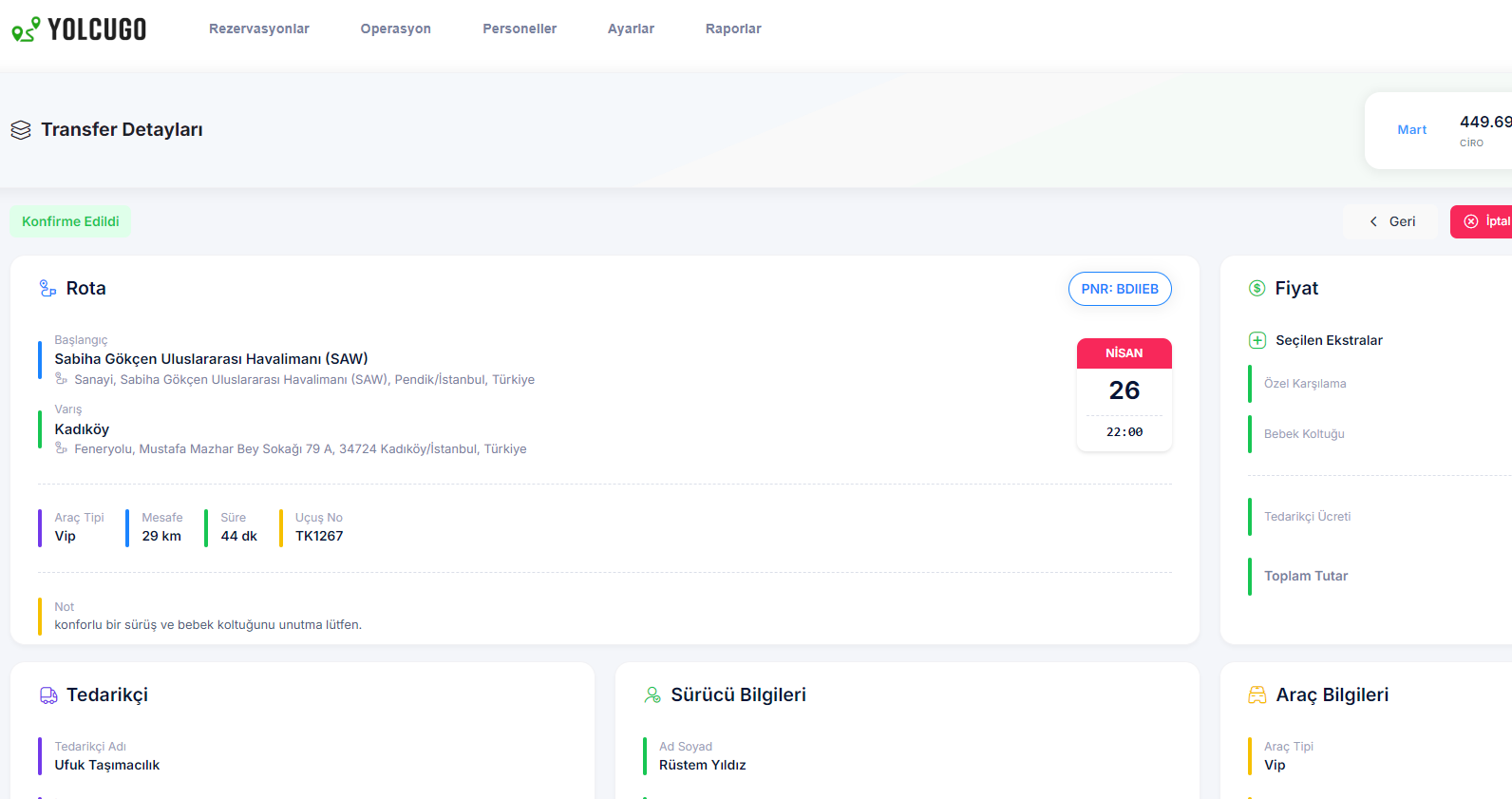 YolcuGO Dashboard